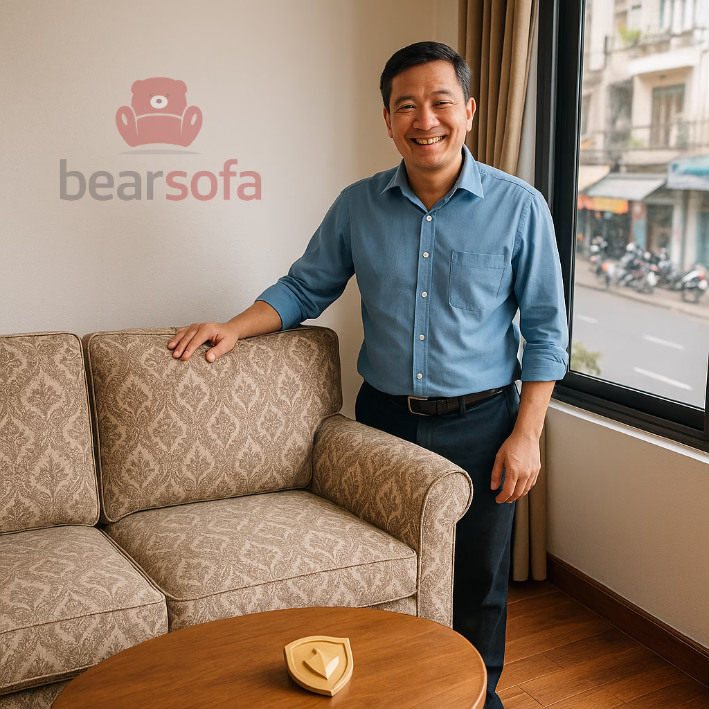 Dịch Vụ Bọc Ghế Sofa Phường Bến Thành, Quận 1 – BearSofa 24 Anh Hùng hài lòng với sofa bọc họa tiết tại nhà phố phường Bến Thành – BearSofa