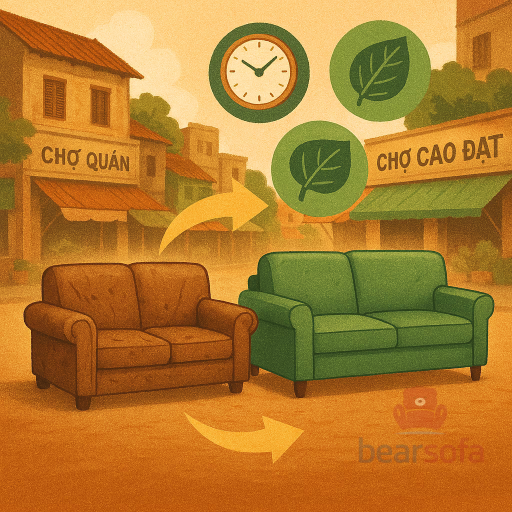 Lợi ích bọc ghế sofa phường Chợ Quán: Tiết kiệm chi phí, chất lượng cao và thân thiện môi trường từ BearSofa.
