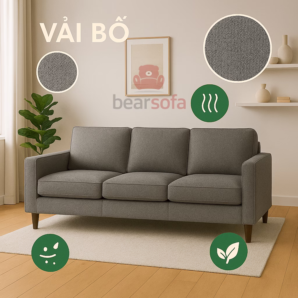 Vải bố bọc ghế sofa phường Chợ Quán theo xu hướng hiện đại, thoáng khí và thân thiện từ BearSofa.