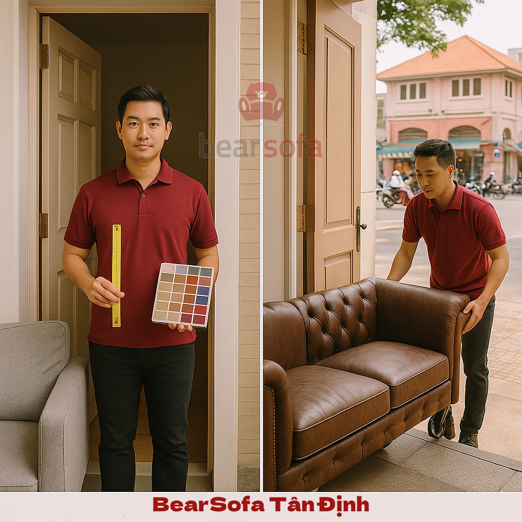 Dịch Vụ Bọc Ghế Sofa Phường Tân Định, Quận 1 – BearSofa 17 BearSofa khảo sát bọc lại ghế sofa và giao sofa mới tận nơi tại phường Tân Định
