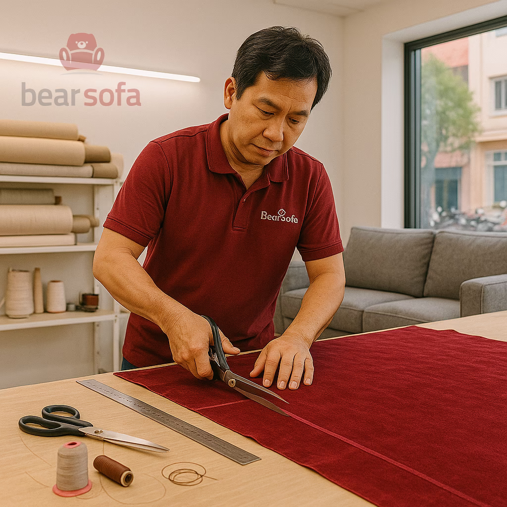 Dịch Vụ Bọc Ghế Sofa Phường Tân Định, Quận 1 – BearSofa 19 Thợ bọc ghế sofa BearSofa tại xưởng phường Tân Định