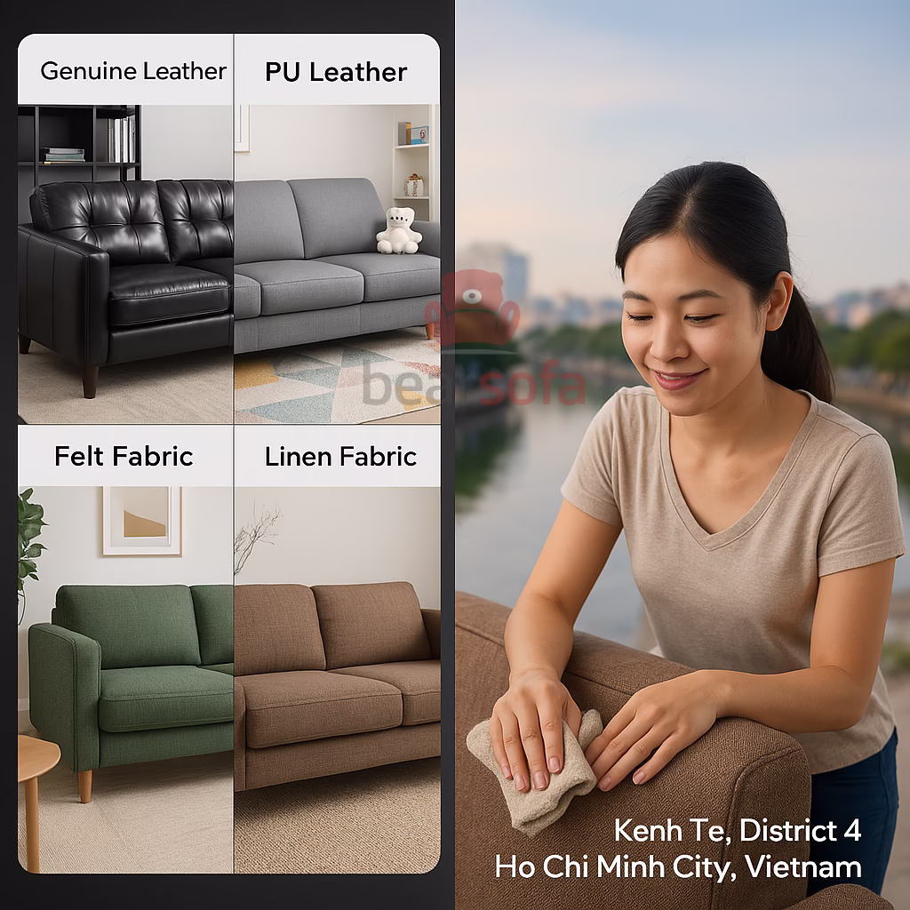 Dịch Vụ Bọc Ghế Sofa Phường Vĩnh Hội - BearSofa 13 Bảo dưỡng sofa theo từng chất liệu tại phường Vĩnh Hội - BearSofa