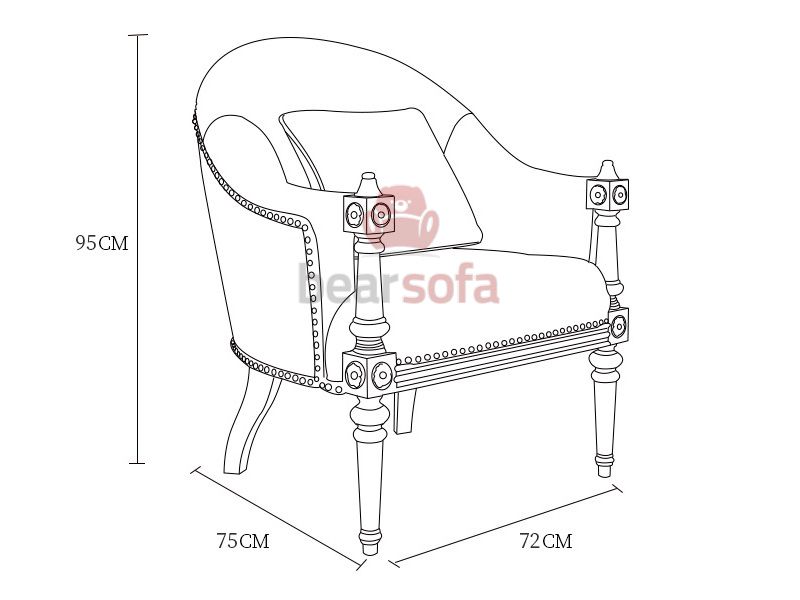 Kích thước ghế sofa đơn Tampa Chair