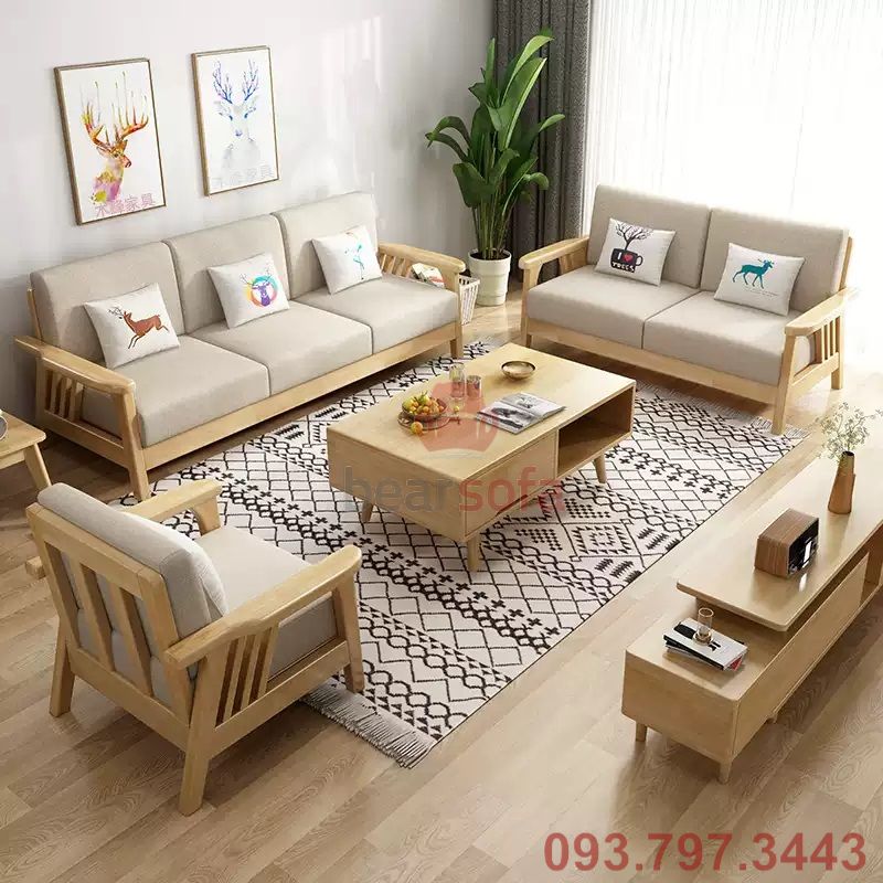 Mẫu ghế sofa gỗ lót nệm đẹp - Mẫu nệm lót đẹp nhất 2020 - Mẫu 15