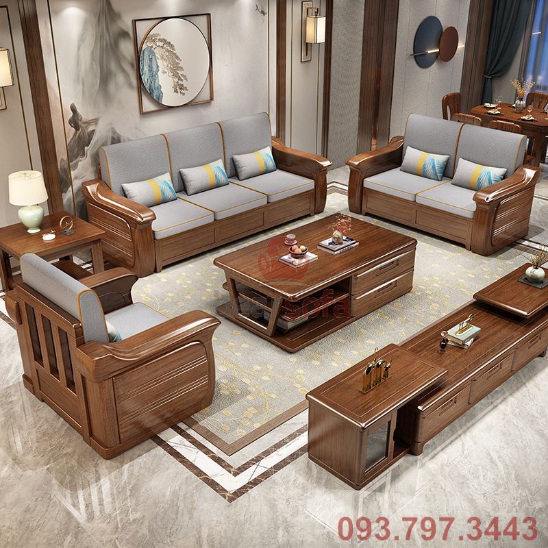 Mẫu ghế sofa gỗ lót nệm đẹp - Mẫu nệm lót đẹp nhất 2020 - Mẫu 23