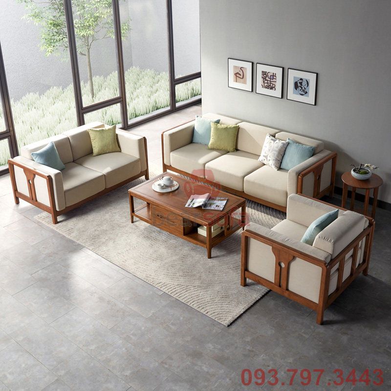 Mẫu ghế sofa gỗ lót nệm đẹp - Mẫu nệm lót đẹp nhất 2020 - Mẫu 24