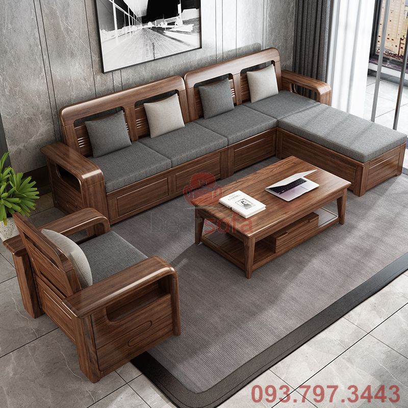 Mẫu ghế gỗ phòng khách và Đệm ngồi sofa đẹp - Mẫu 15