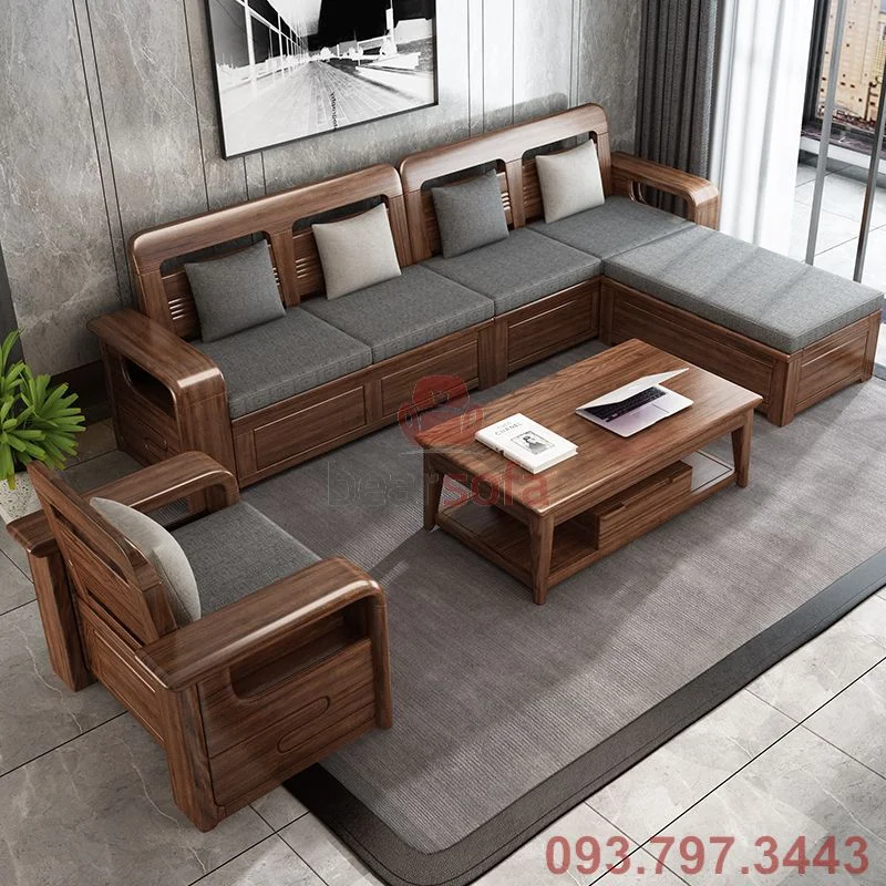 Mẫu ghế gỗ phòng khách và Đệm ngồi sofa đẹp - Mẫu 15