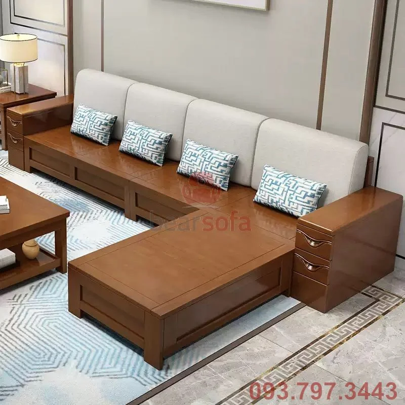 Mẫu ghế gỗ phòng khách và Đệm ngồi sofa đẹp - Mẫu 16