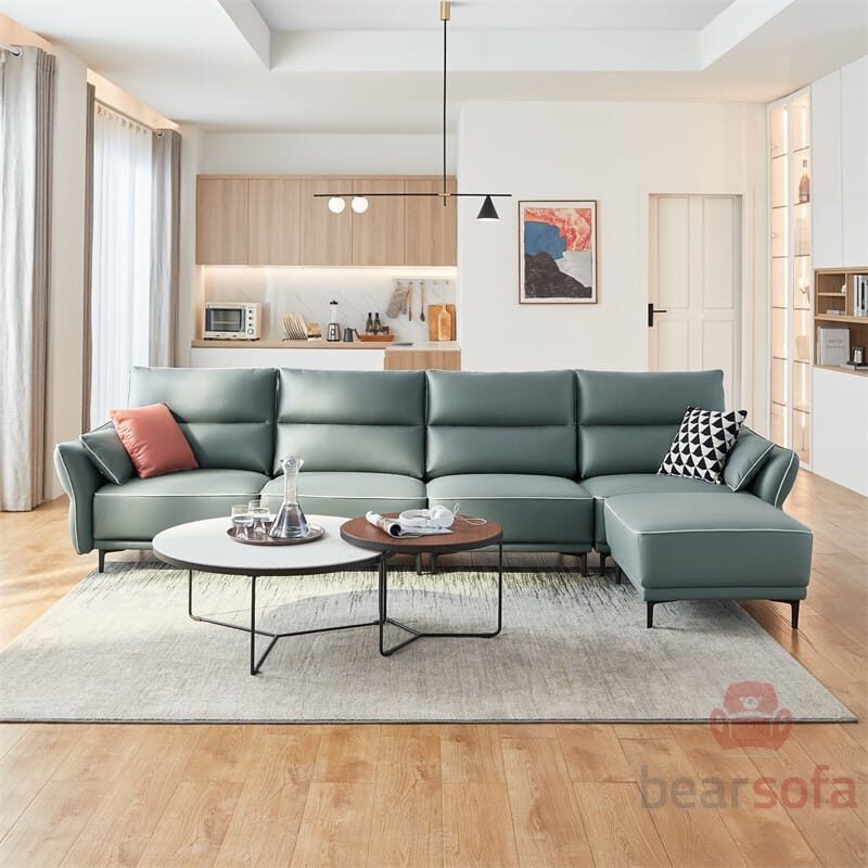 Mẫu 37: Mẫu ghế sofa da chữ L đẹp