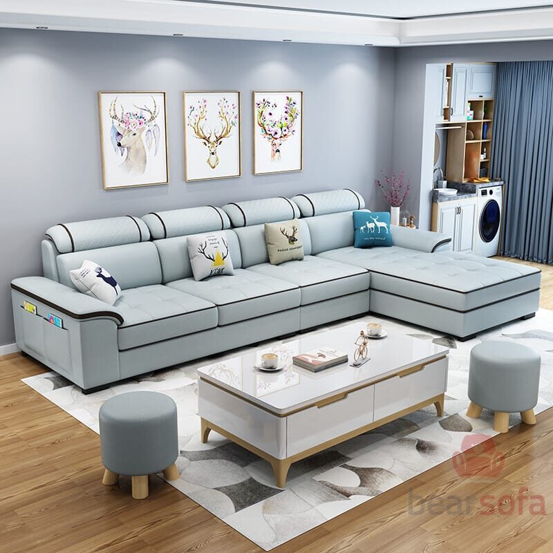 Mẫu 55: Mẫu sofa chữ L đẹp kích thước sofa góc chuẩn