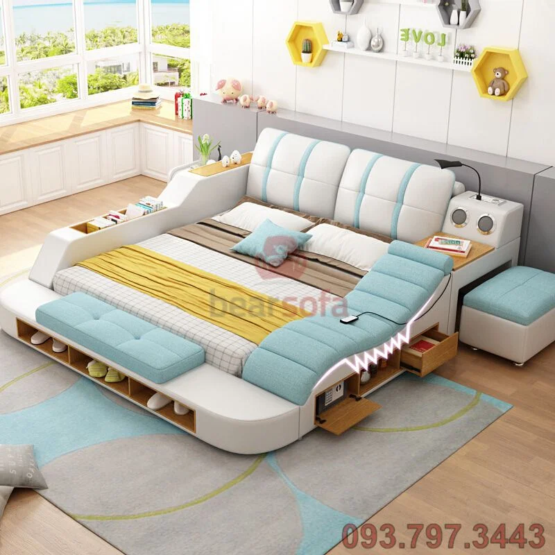 Cũng như các mẫu giường khác, giường đa năng cũng có rất nhiều màu sắc và loại chất liệu để lựa chọn