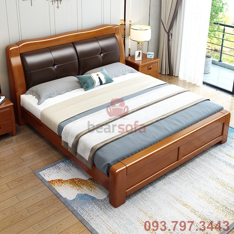 Mẫu nệm bọc đầu giường và giường gỗ đẹp - Mẫu 16 - Ảnh 2