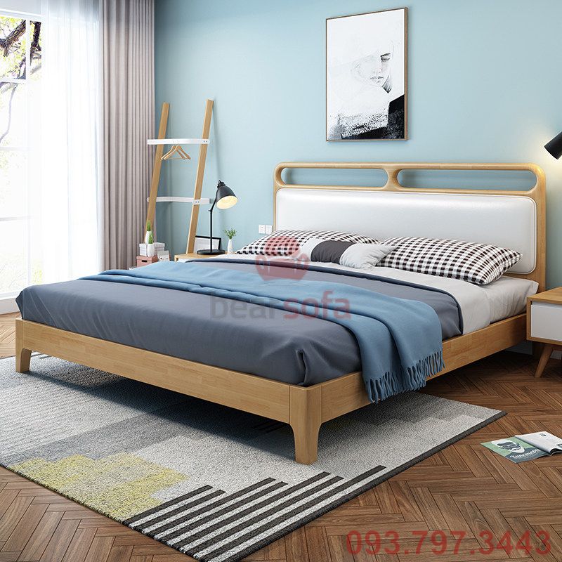 Mẫu nệm bọc đầu giường và giường gỗ đẹp - Mẫu 20 - Ảnh 1