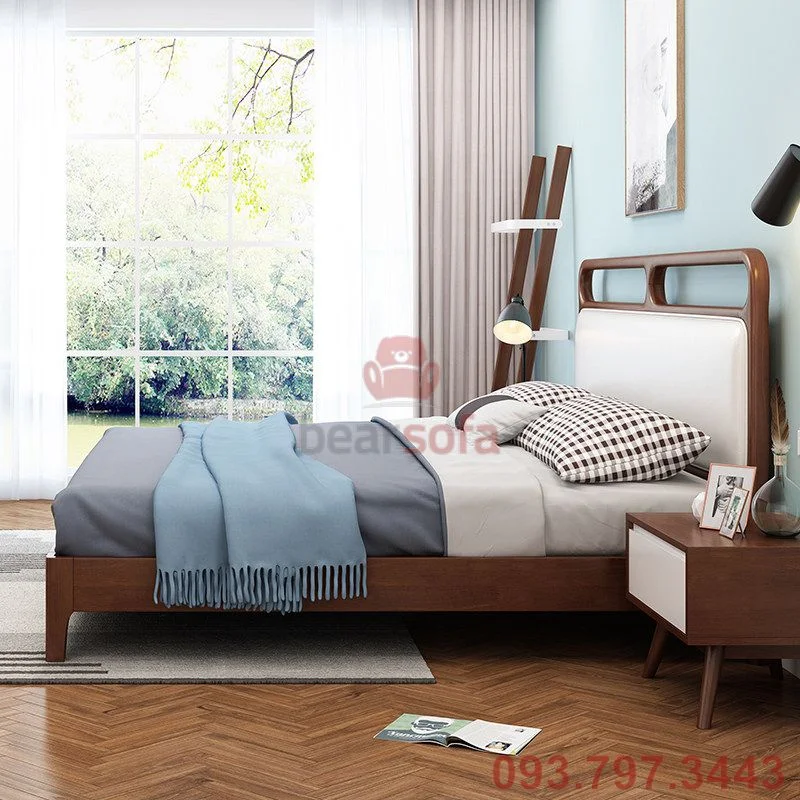 Mẫu nệm bọc đầu giường và giường gỗ đẹp - Mẫu 20 - Ảnh 2