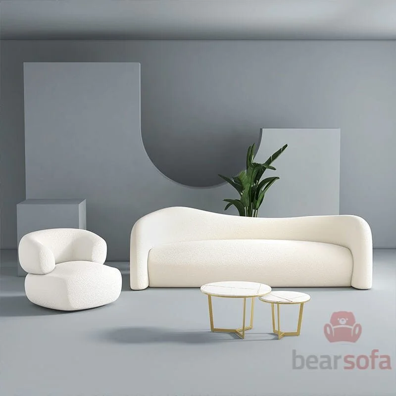 Mẫu 7: Mẫu ghế sofa phòng khách màu trắng